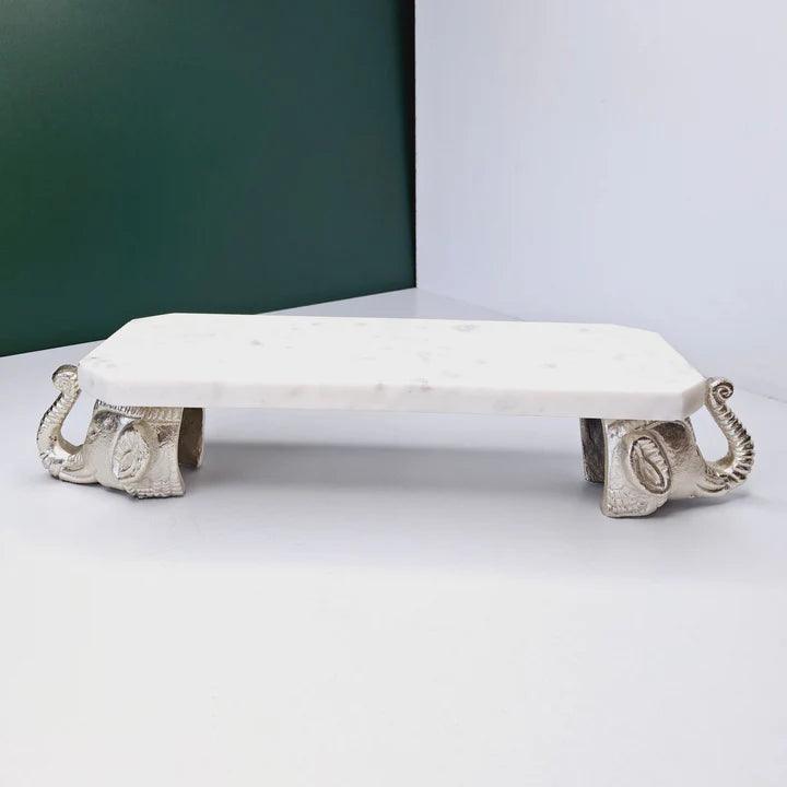 Marble Chowki With Aluminum Cast Legs For Pooja Style 2