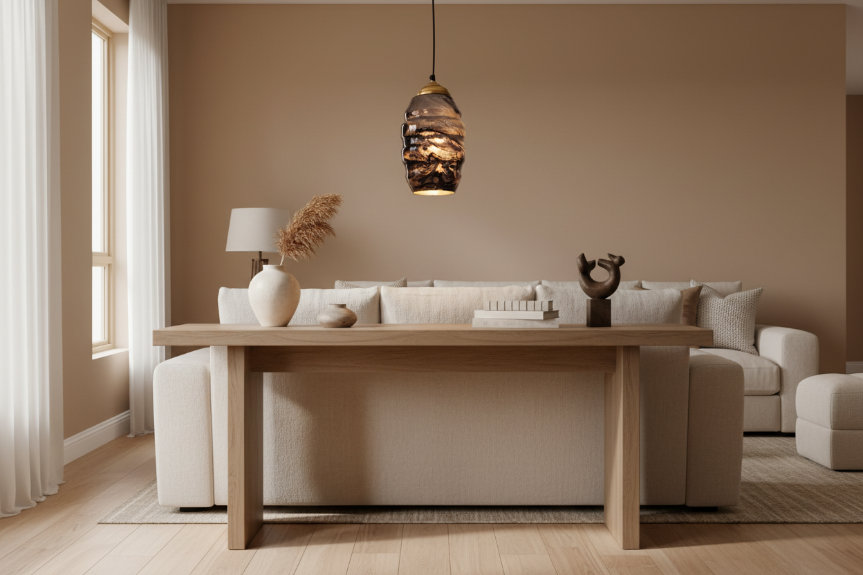 Glass Pendant Light with Antique Black Shade | Hanging Lamp for Dining & Living Room