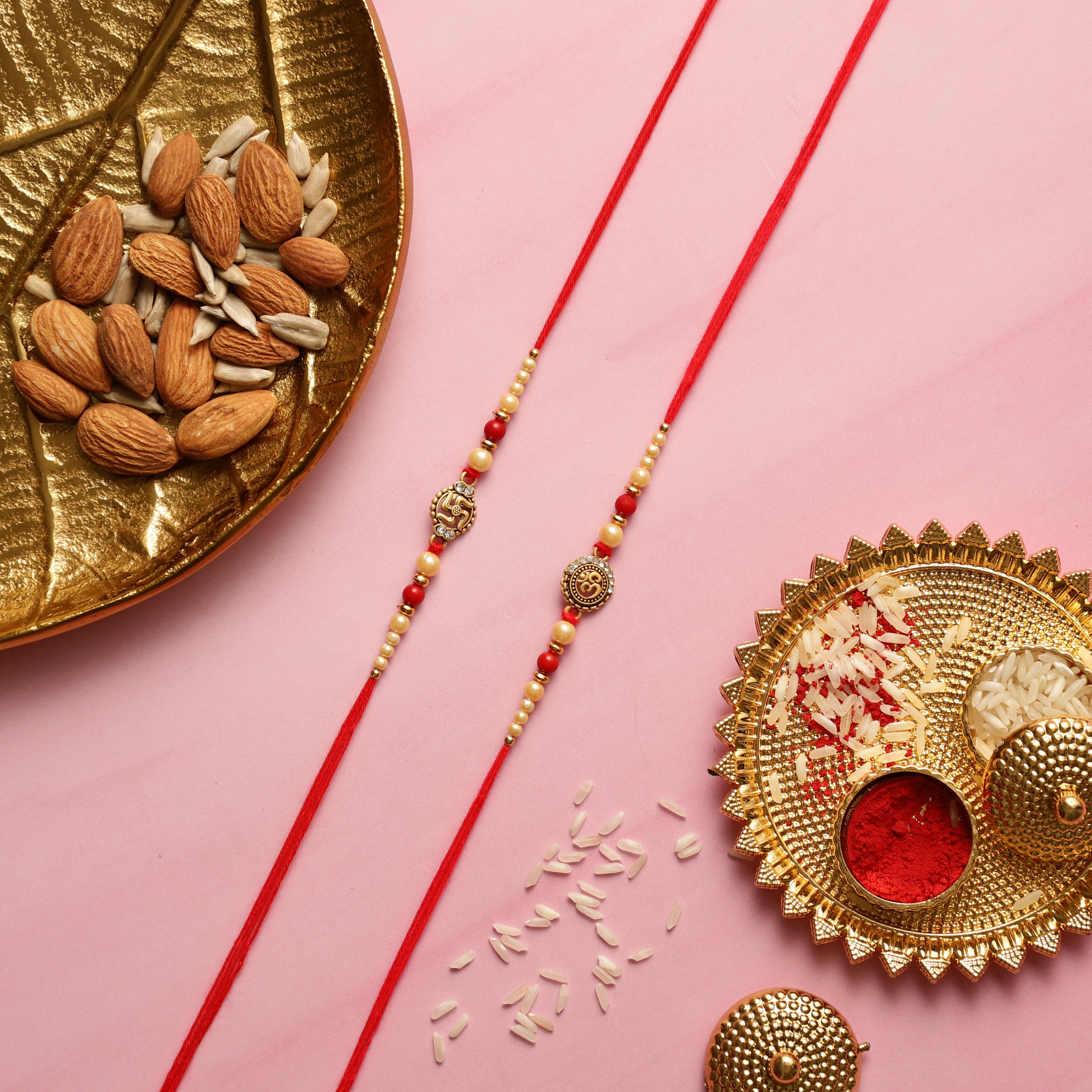 Elegant Rakhi Hamper with Metallic Family Showpiece
