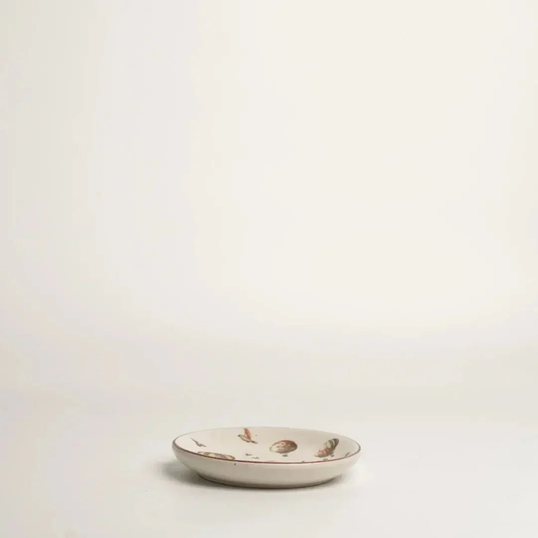 Handcrafted Stoneware Oval Serving Tray – Vintage Hot Air Balloon Ceramic Platter for Snacks & Appetizers