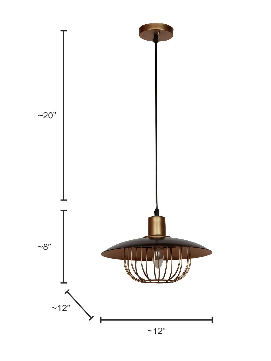 Industrial Brown & Gold Flat Top Cage
  Pendant Light