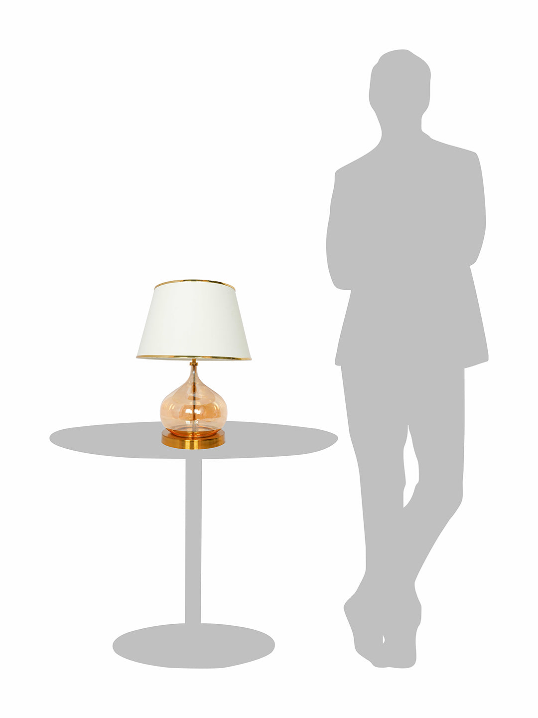 Modern Teardrop Glass Table Lamp with Off-White Shade