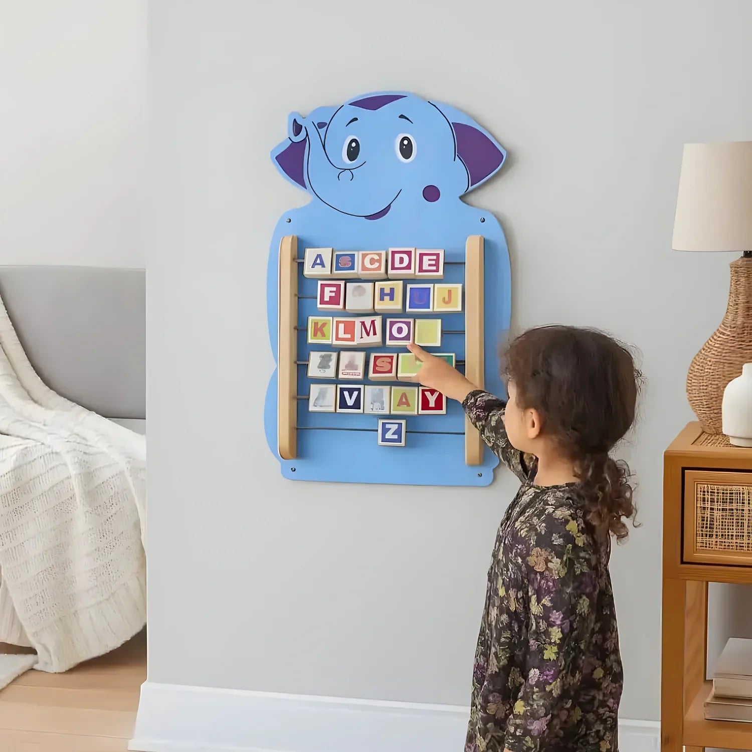 Elegant Wall Mounted Blue Elephant Wall Toy for Kids, Perfect for Homes, Schools, and Playrooms