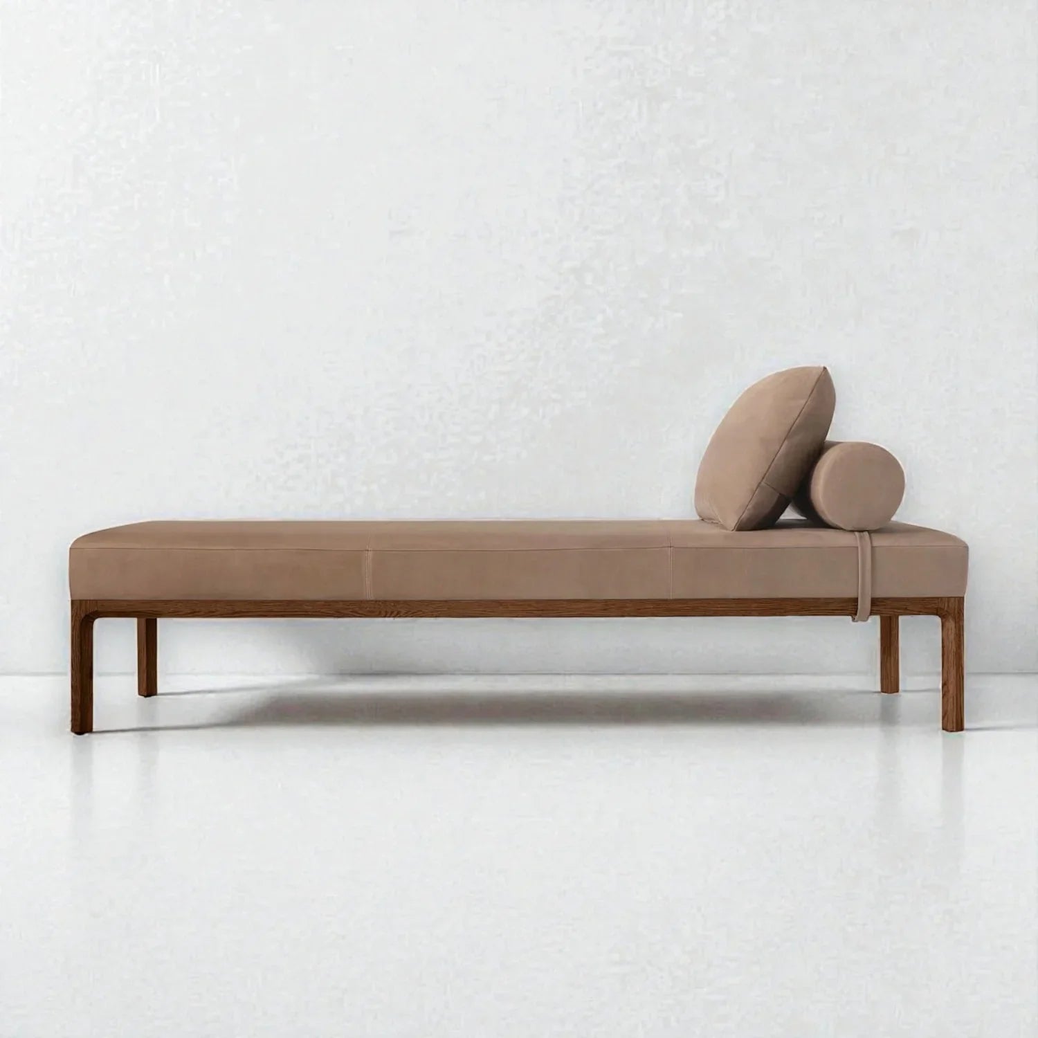 Myrion Fabric Upholstery & Ash Wood Base Daybed/Chaise