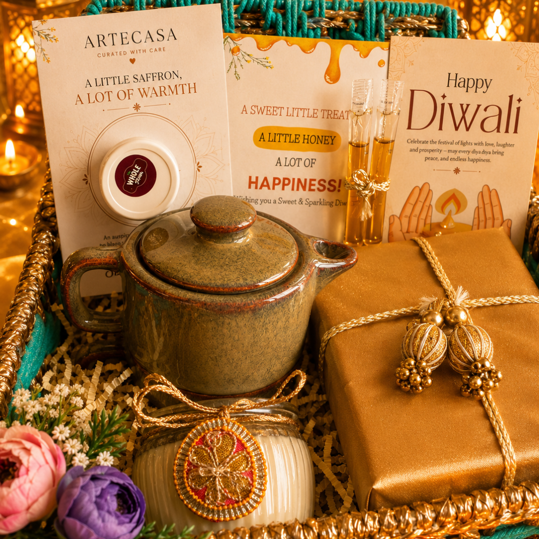 Green Chai & Diya Diwali Gift Basket