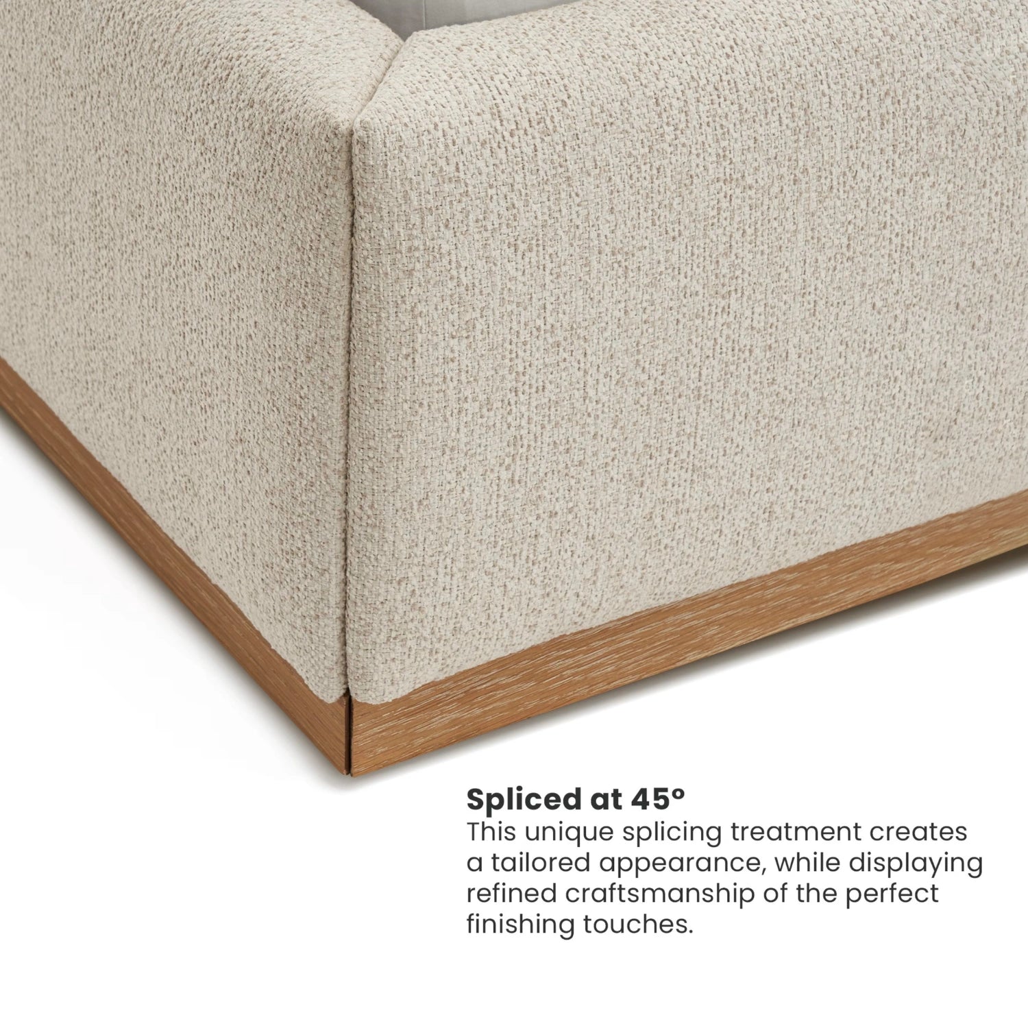 Casper Solid Teak Wood And Fabric Upholstered King Size Bed