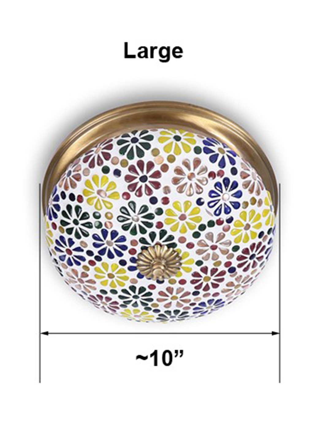 Multicolored Mosaic Brass Ceiling
  Lamp-Large