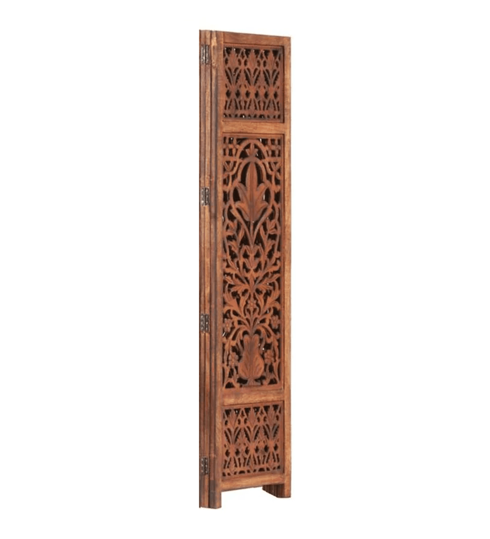 Hand Carved Mango Wood Folding Partition with MDF Jali