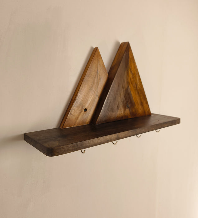 Solitaire Wooden Wall Shelf Organiser With Key Holders