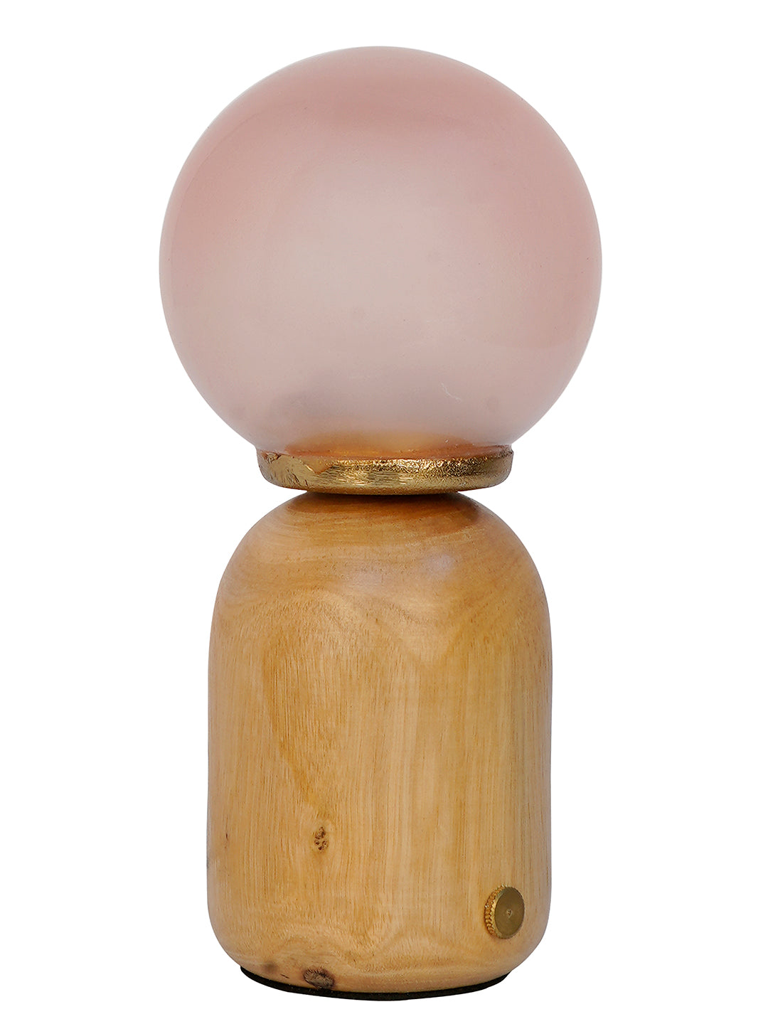 Contemporary Wood & Pink Glass Rechargeable Touch Table Lamp