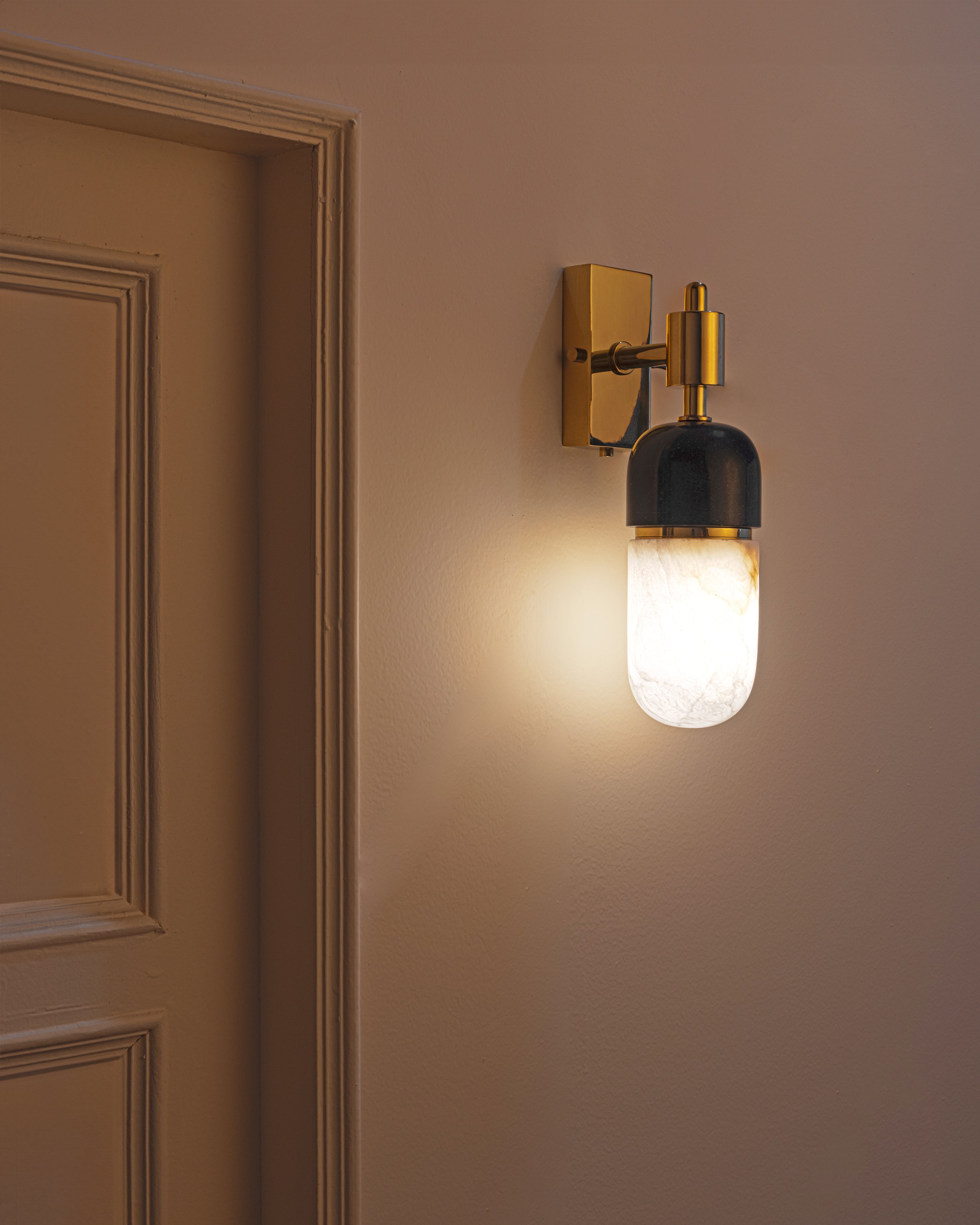 Capsule Wall Light Lamp with Brass Details | Designer Wall Sconce for Luxury Interiors