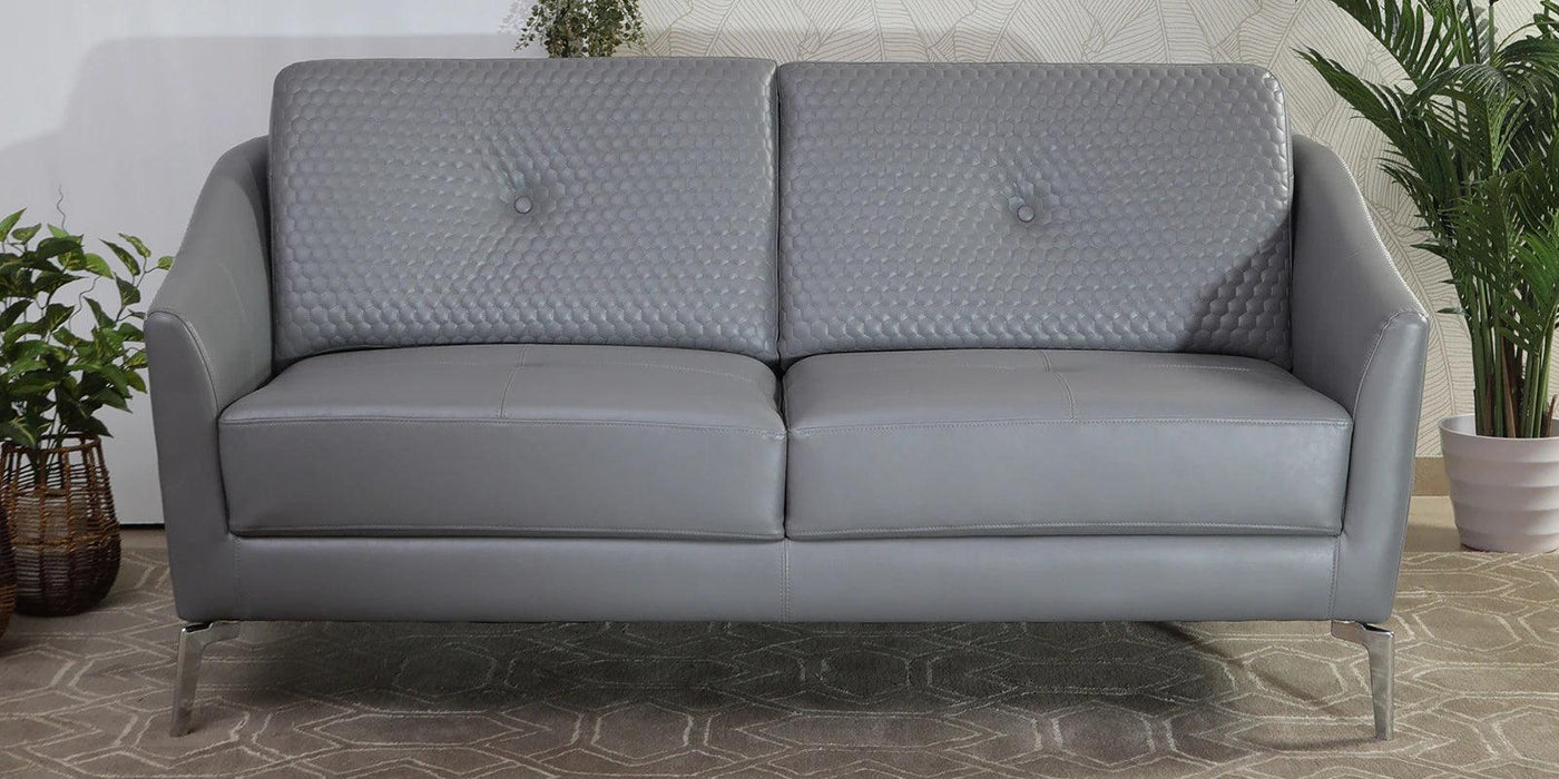 Albert Genuine leather modern sofa with Quilting Geometric design In Grey Colour