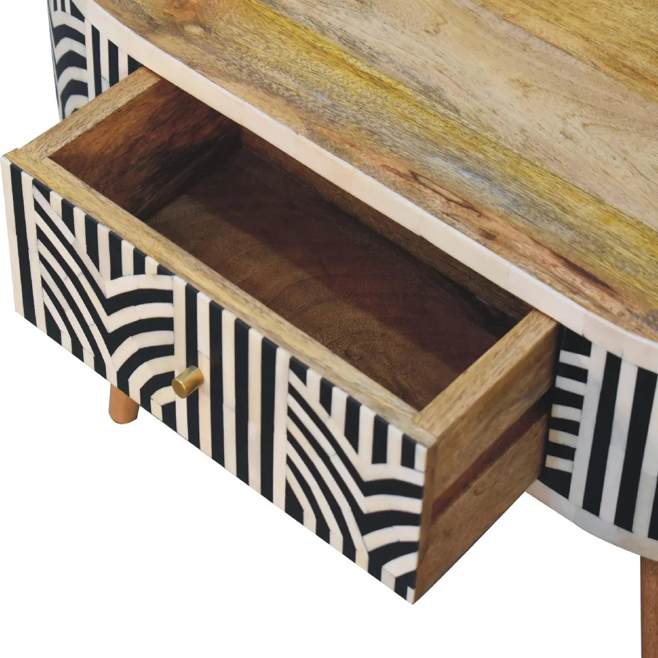 Boho Bone Inlay Console Table | Solid Mango Wood Entryway Table with Drawer