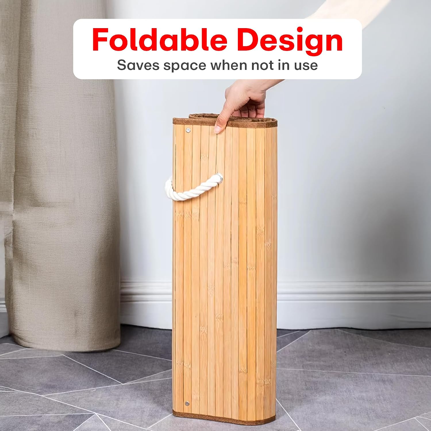 Bamboo laundry bag basket for clothes with lid toy storage organiser box foldable Round Home Organizer and Storage | Eco Friendly | Compact and Easy to carry
