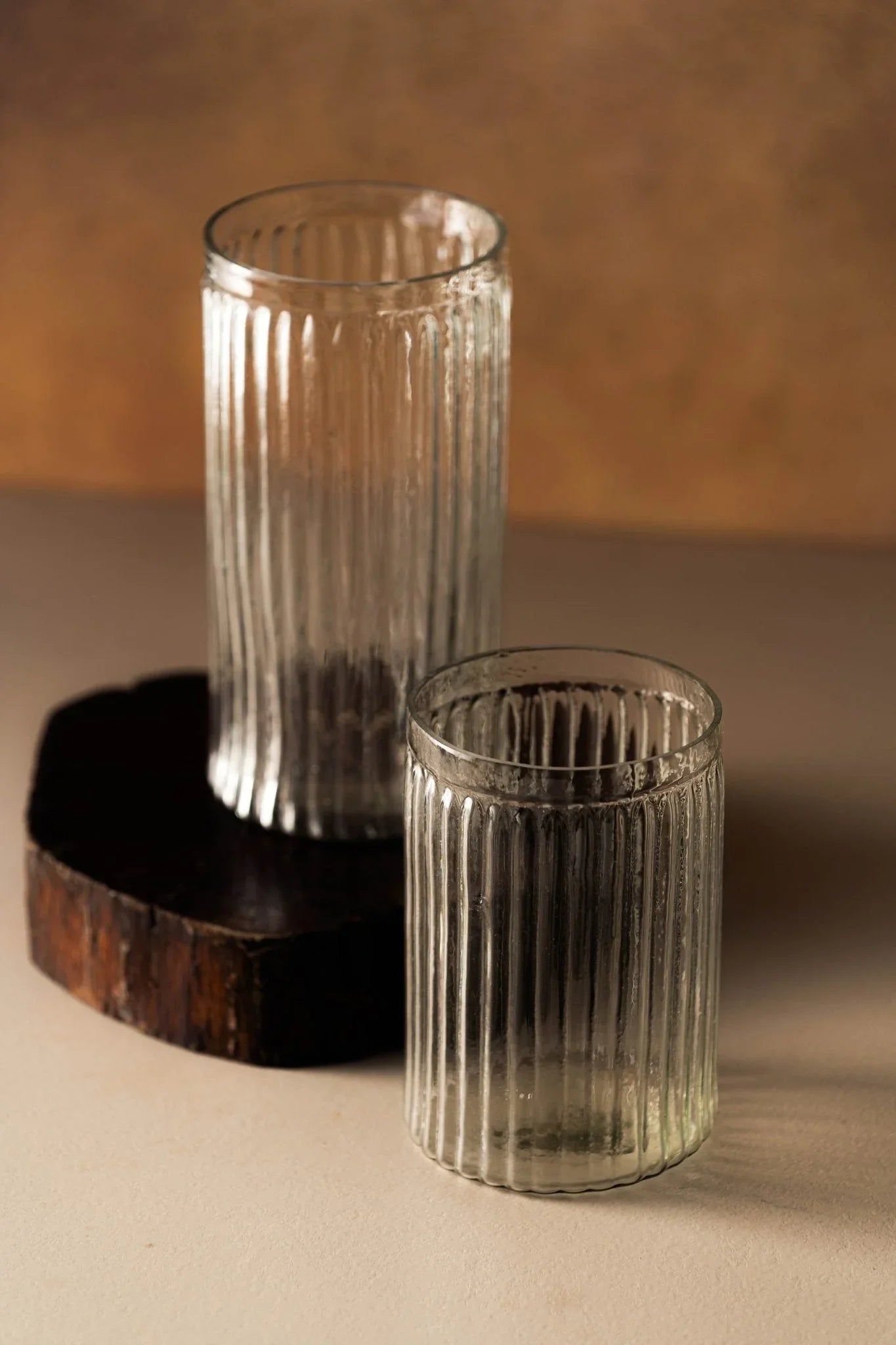 Glass Vase Set of 2 | Translucent Decorative Flower Vases for Living Room | Flower Pot