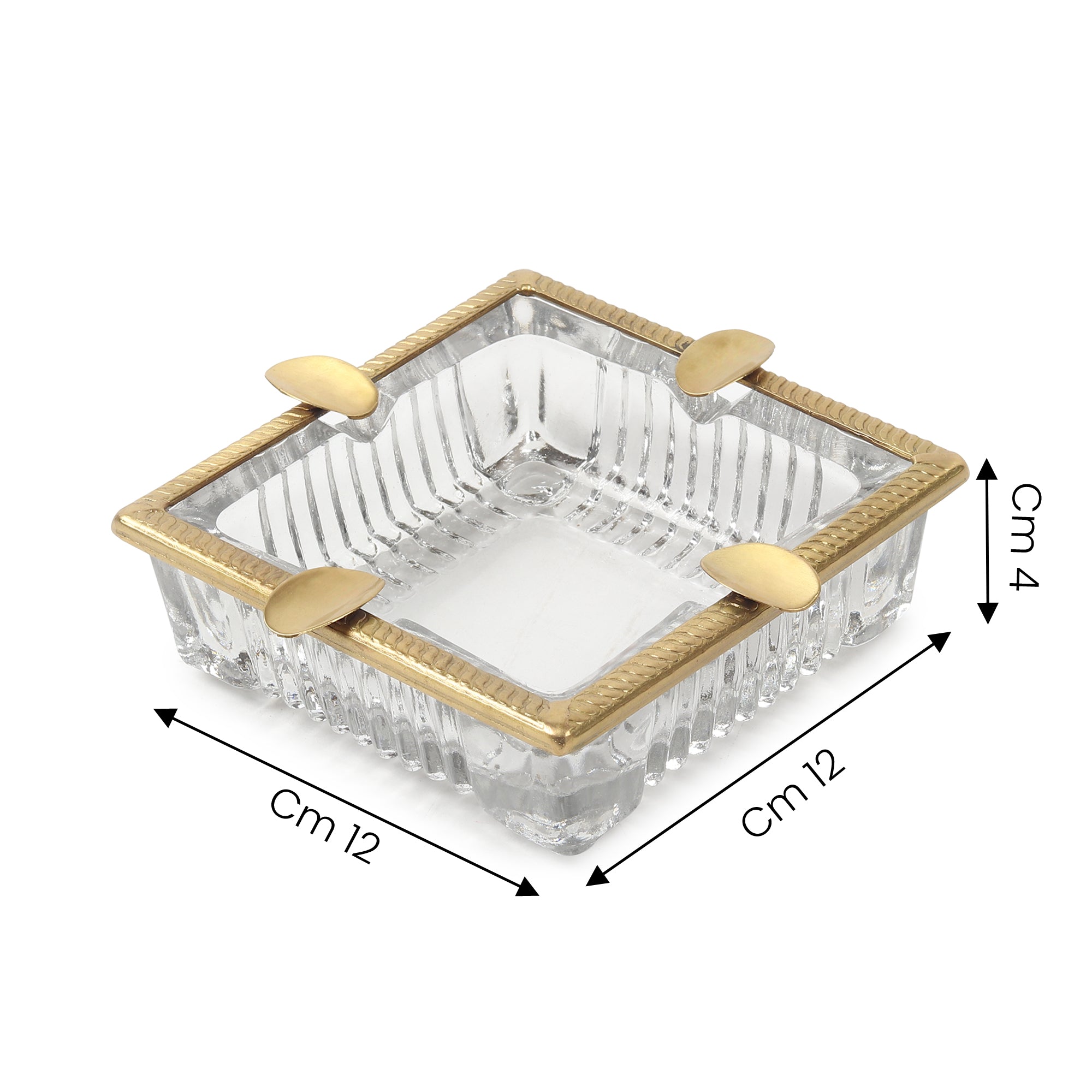 Aurelion Crystal Ashtray with Brass Accent | Designer Ashtray for Home Décor