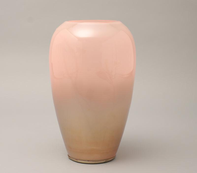 Floral Dream Vase | Gold Finished and Enamelled Brass with Ombre Pink Coloured Glass