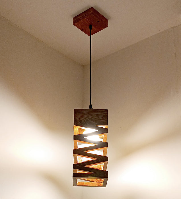 Wiggle Brown Wooden Single Hanging Lamp