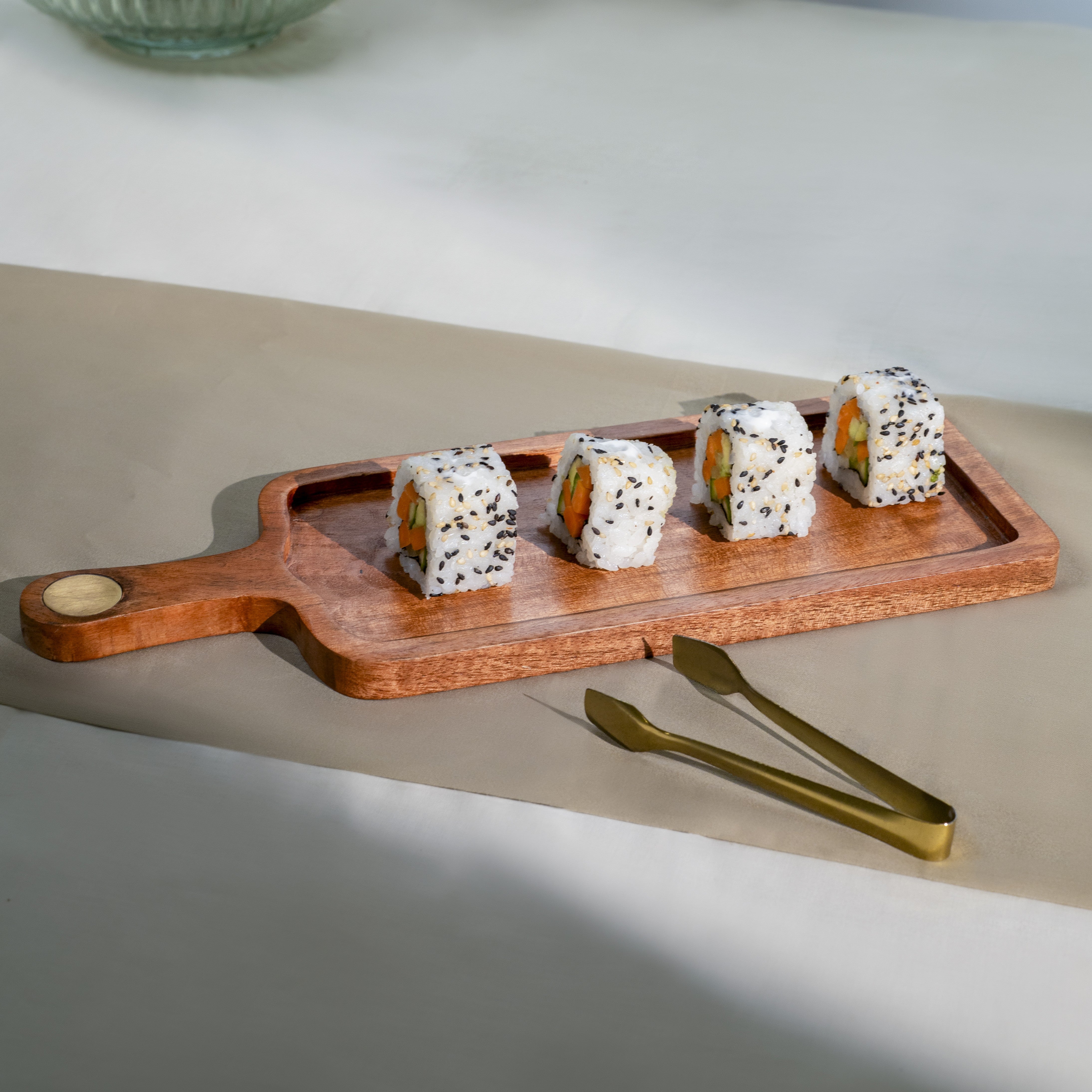 Ora-Pravah Serving Platter with Brass Inlay & Tong