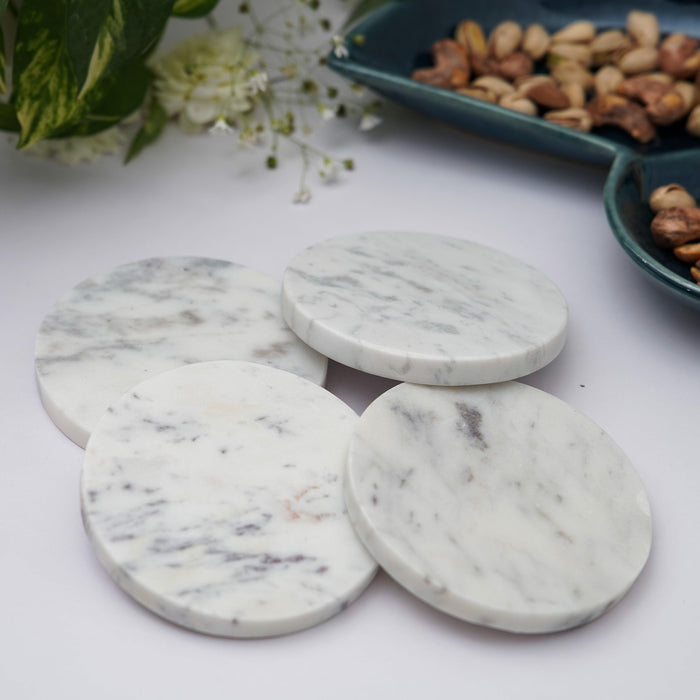 White Marble Plain Coaster for Tea Coffee | Trivets for Dining Table