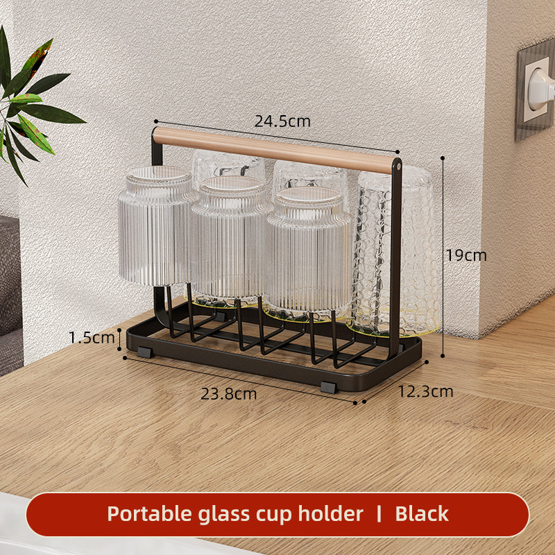 Wooden Handle  Glass Holder