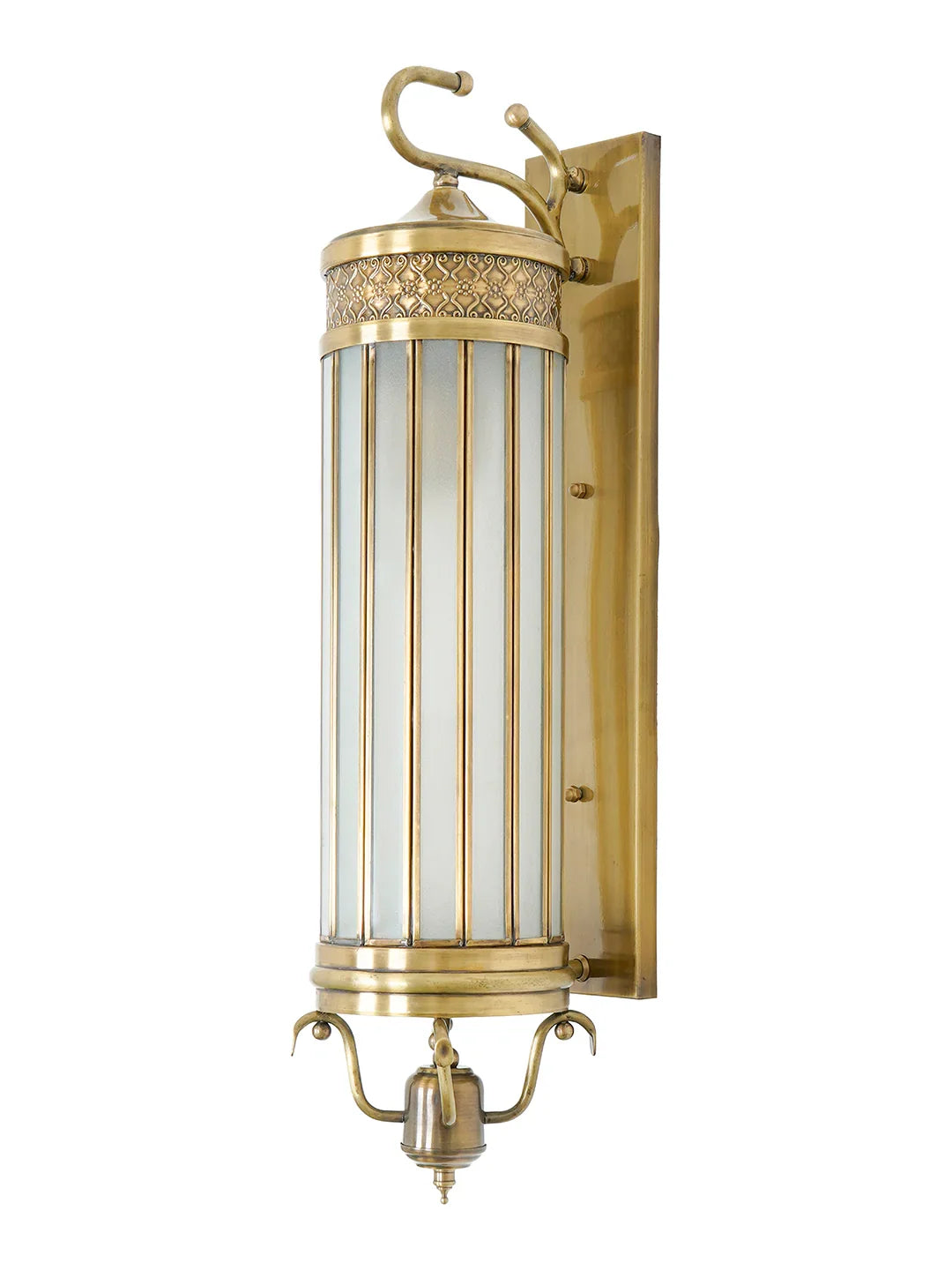 Classic Antique Brass Cylindrical Glass Wall Sconce