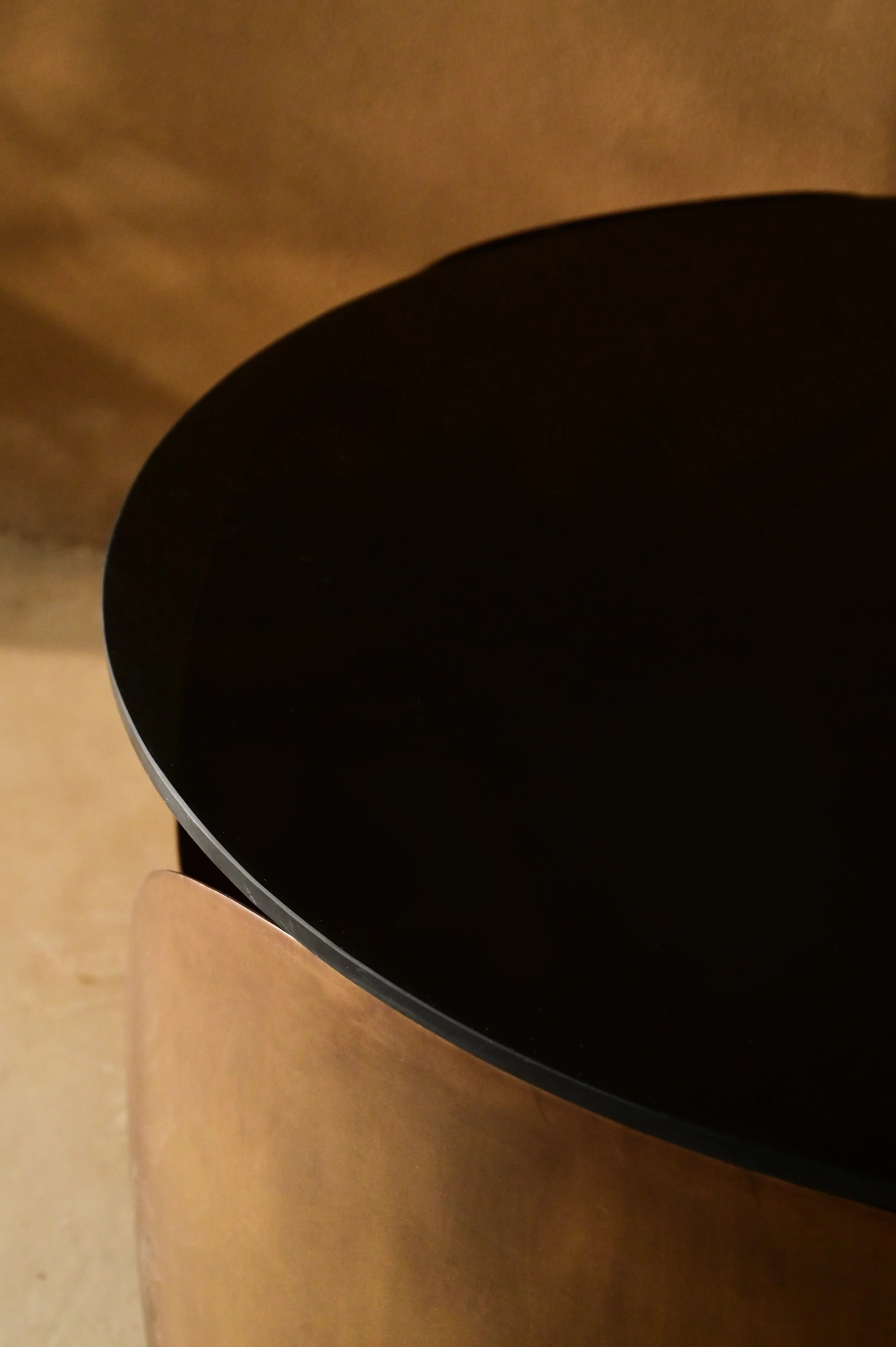 Eterna Round Coffee Table for Living Room | Glass Top in Antique Brass Finish Center Table