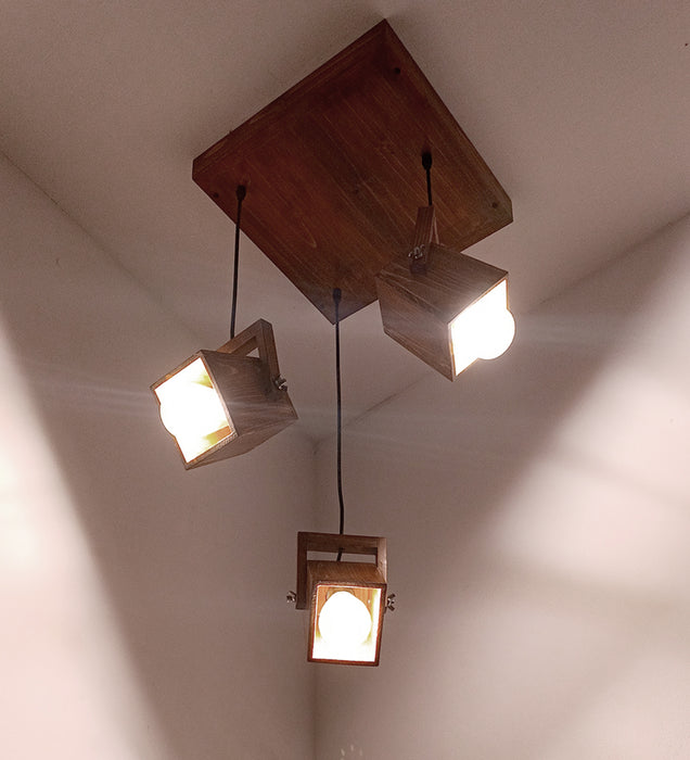 Focal Brown Wooden Cluster Hanging Light | Pendant Lamps