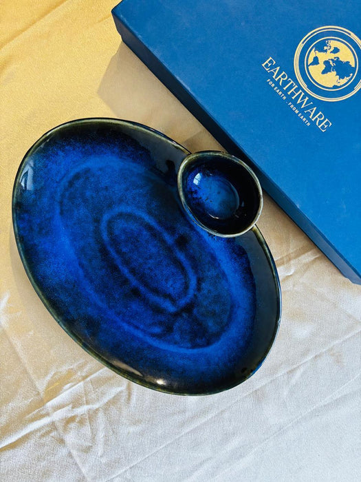 Blue Glaze Platter as a Diwali Gift for Wife |  Serving Platters for Gifting