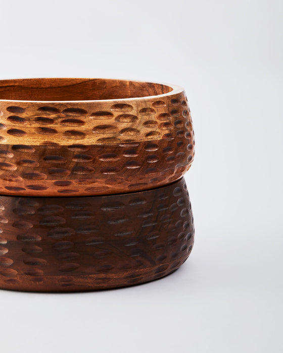 Wooden Fruit Bowl | Handcrafted Rustic Serving Bowl & Basket