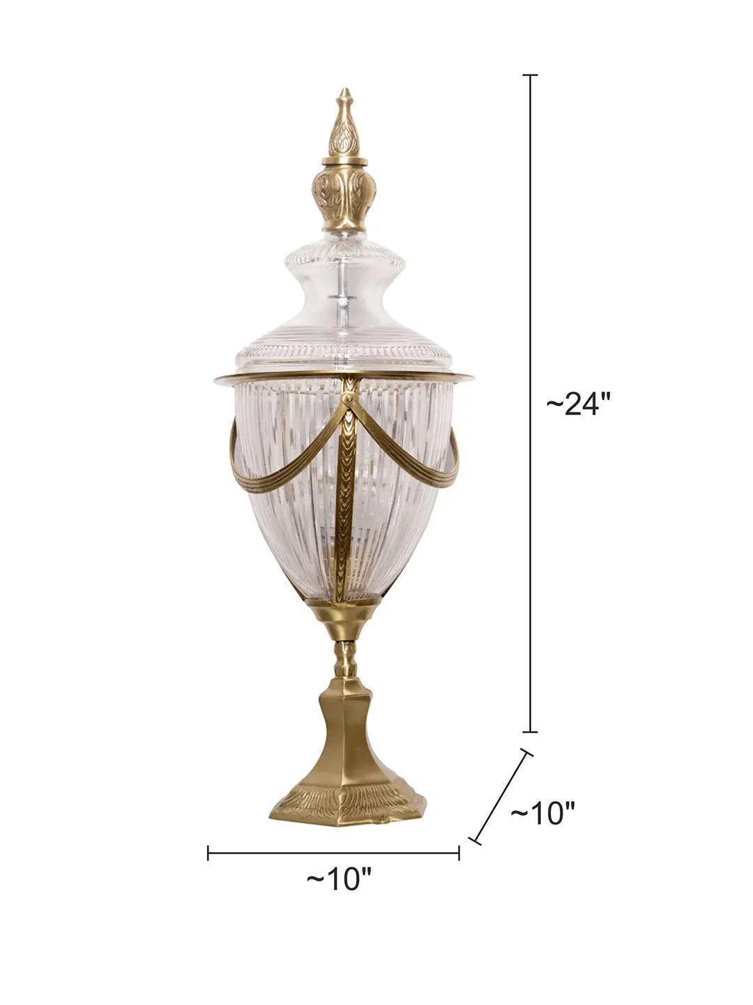Emperor Cut Glass & Brass Post Lamp Light