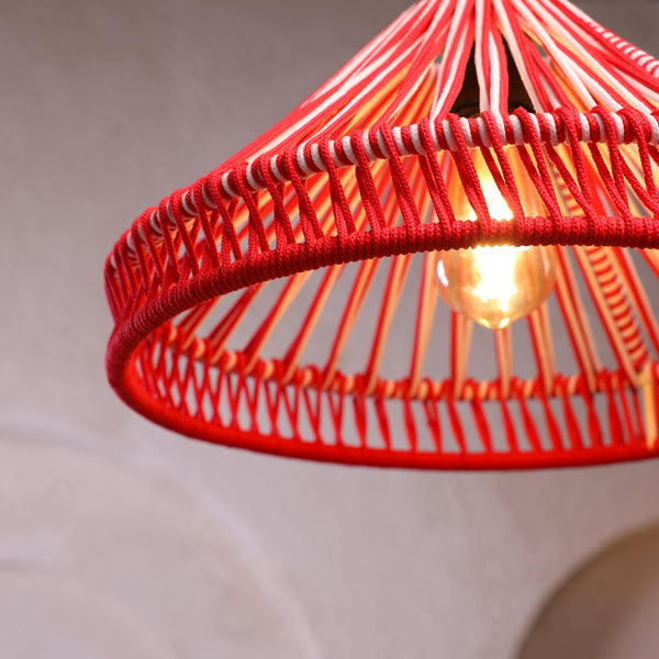 Rouge Radiance Red And Natural Rope Pendant Lamp