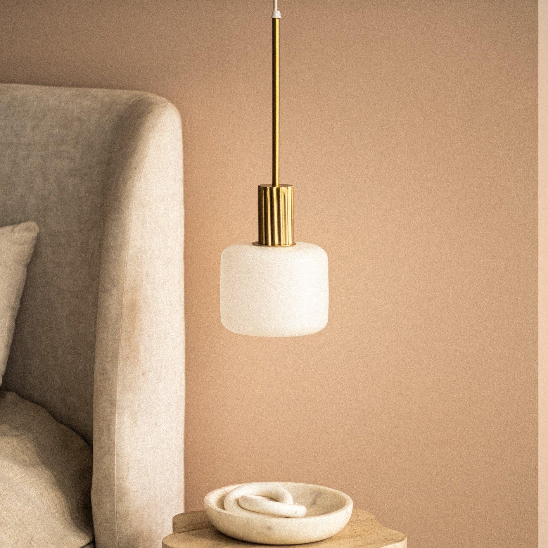 Gilded Hanging Lamp | Glass and Mild steel