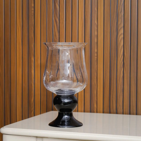 Radiant Clear Vase With Black Base