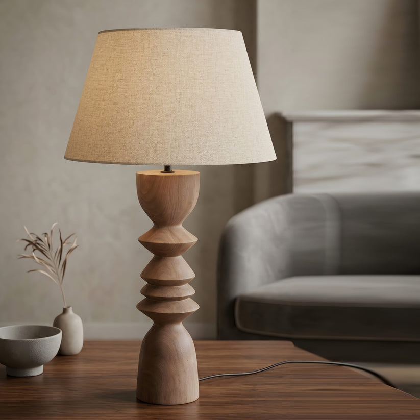 Elara Natural Geometric Wooden Lamp