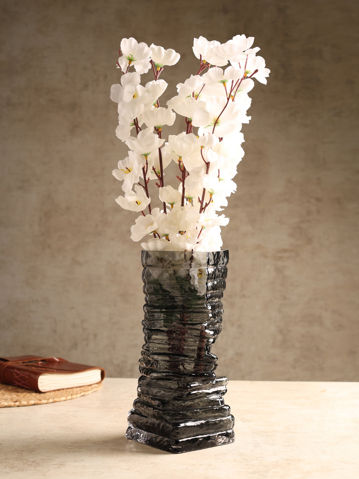 Strata Black Glass Vase
