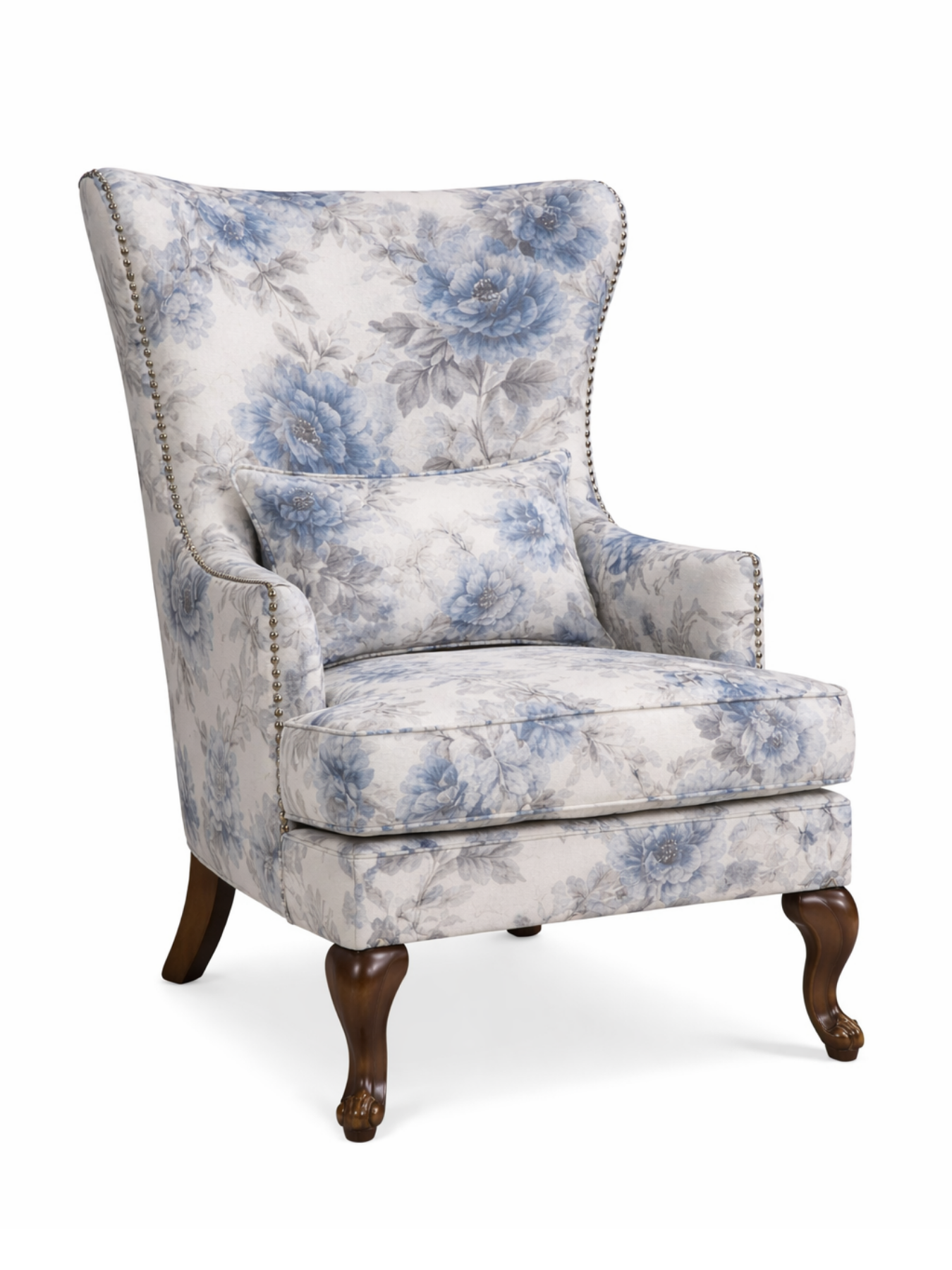 Floreva Wingback Accent Chair – Luxury Printed Fabric