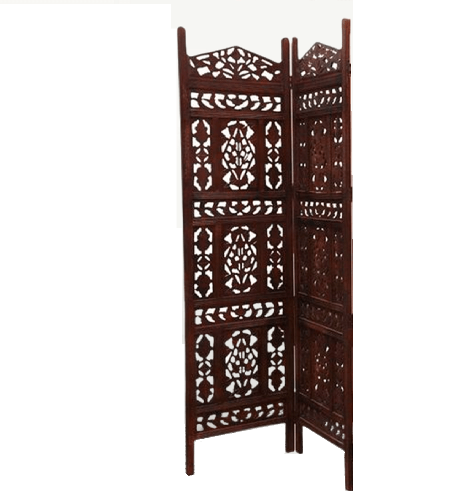 Two-Panel Mango Wood Room Divider with Jali MDF Artwork