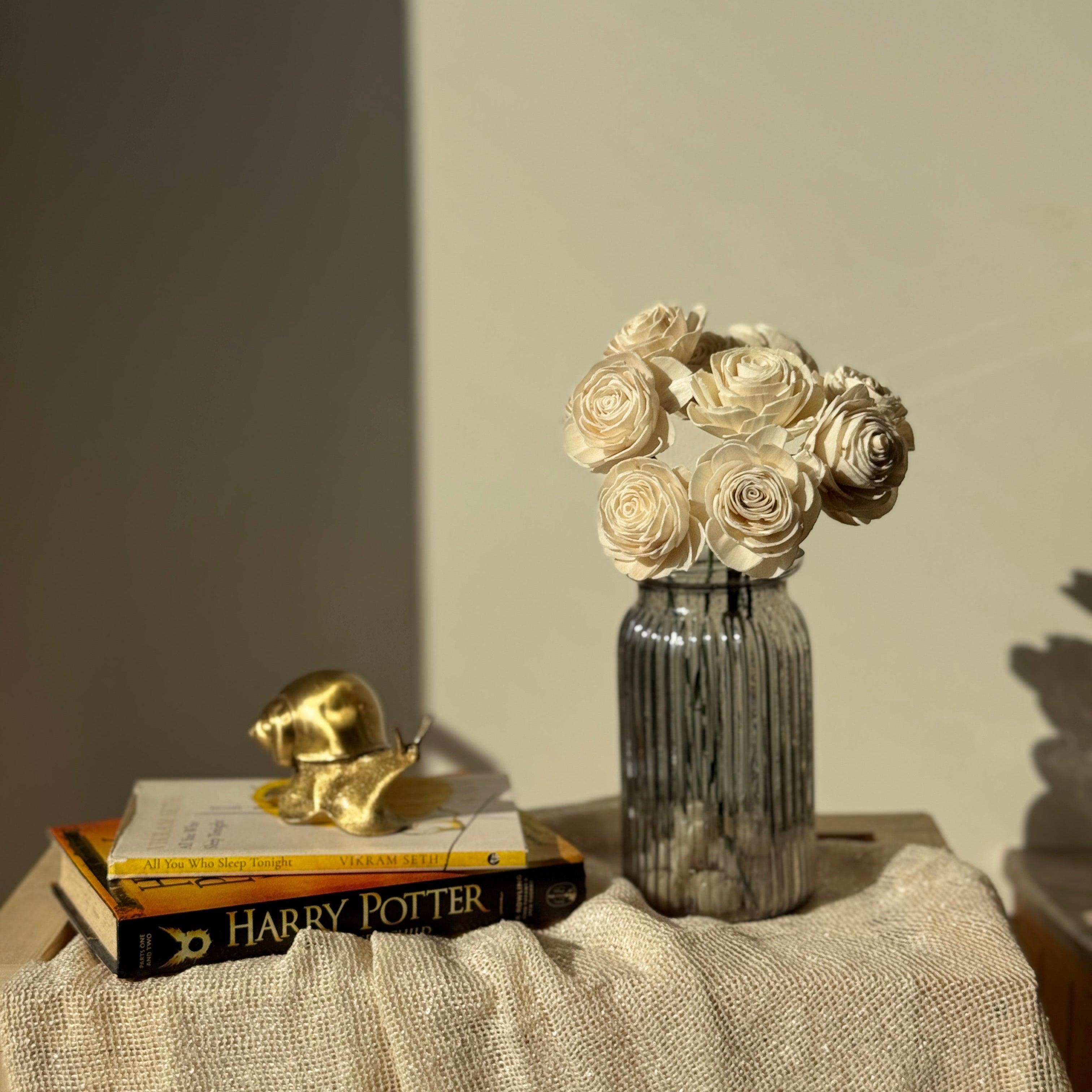 Natural Rose Sola Dried Flower for Home Decor | Vase Fillers - 10 Pcs Set