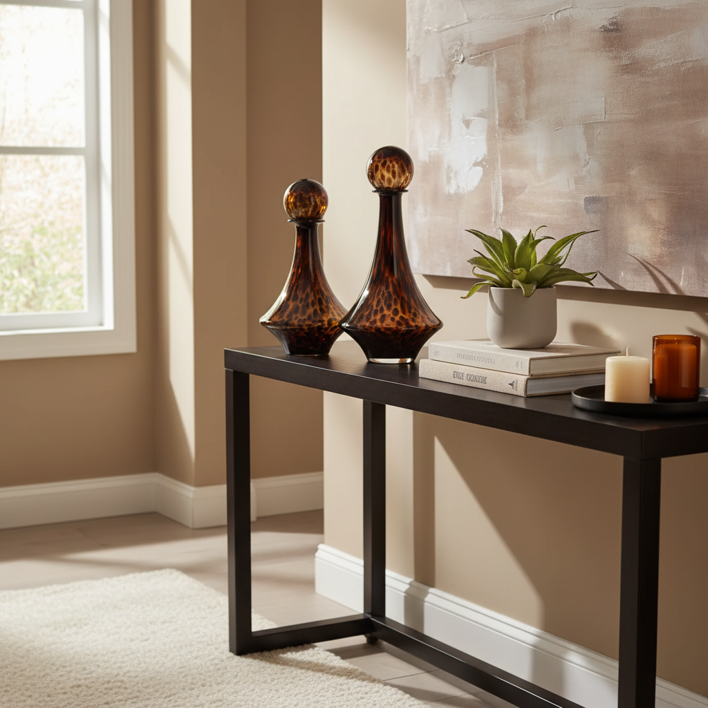 Timeless Stout Glass Flower Vase or Showpiece | Elegant Smoked Brown Decorative Vase for Living Room