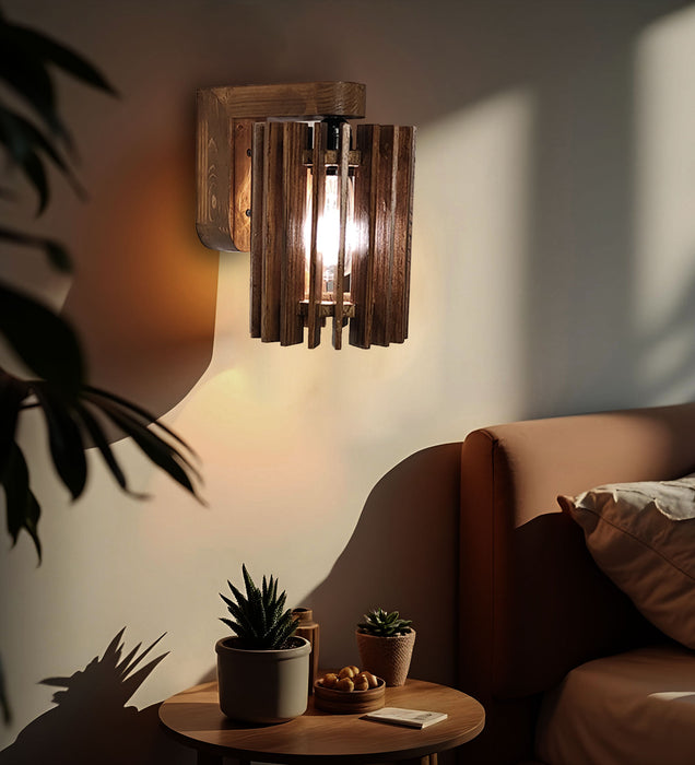 Ventus Brown Wooden Wall Light for Living Room Decor | Hanging Lamp