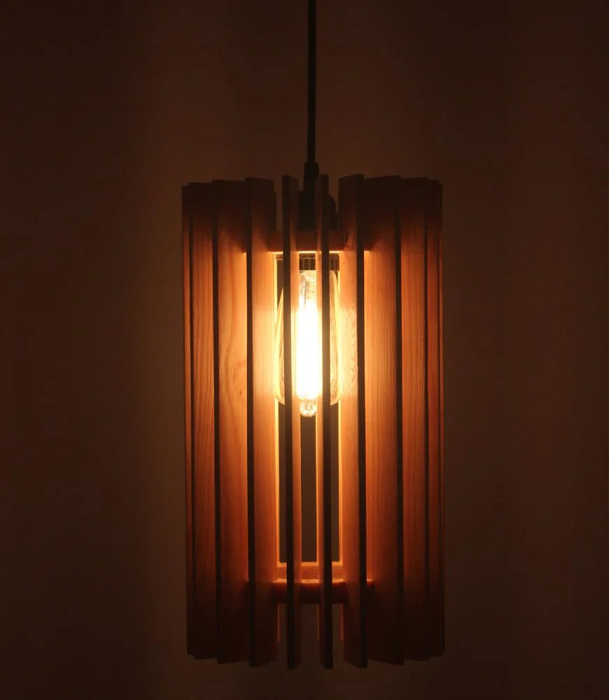 Ventus Beige Wooden Single Hanging Light | Pendant Lamp