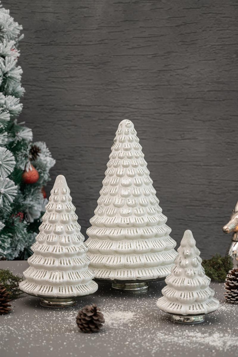 LED Fitted Glass Christmas Tree | White LED Holiday Decor