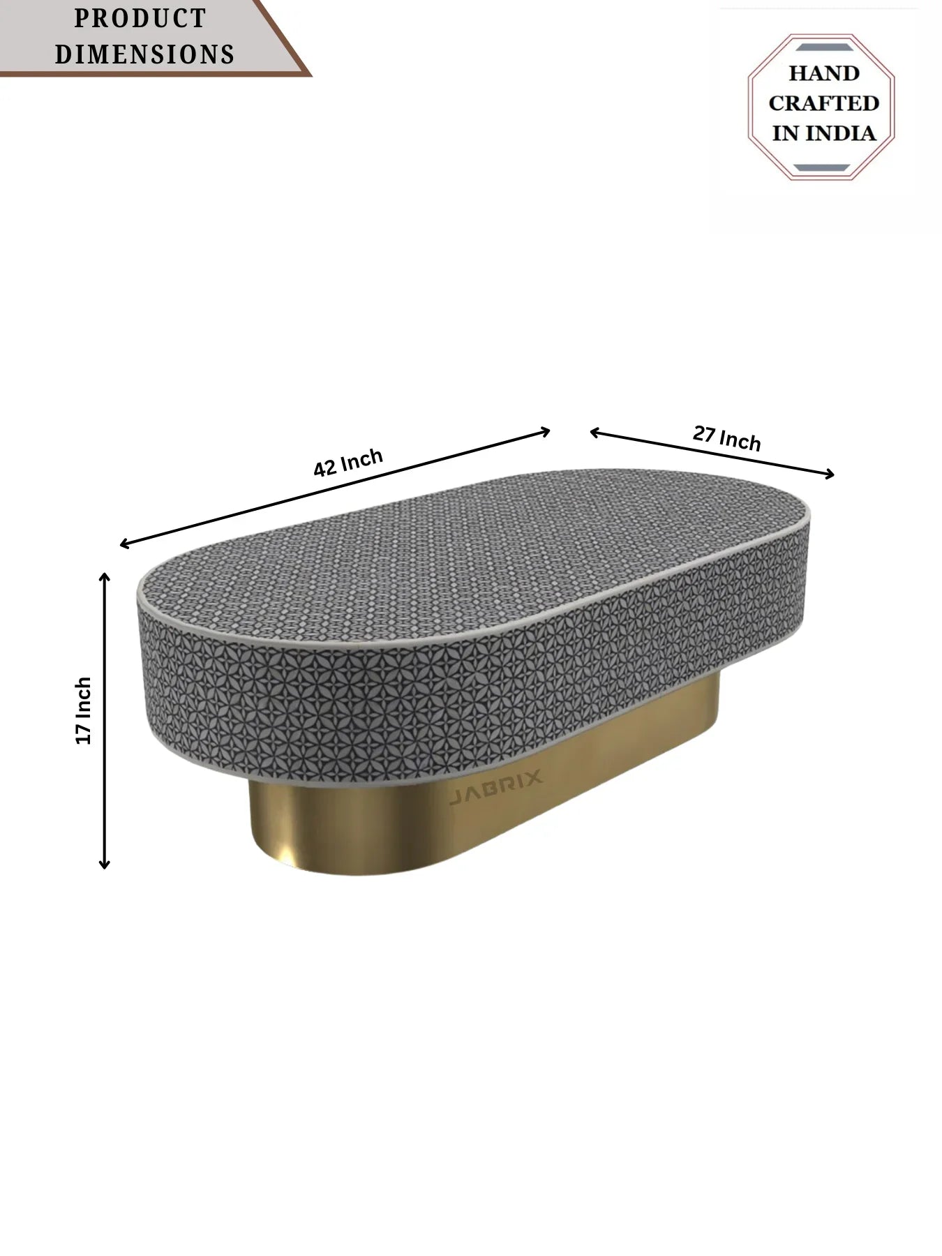 Inlay Jordan Oval Shape Coffee Table - Geometric Floral