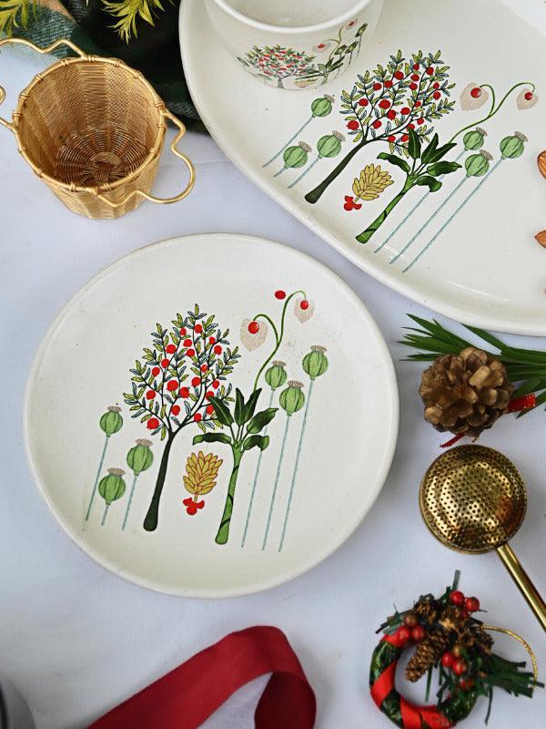 Bagh Tapas Plates for Sandwiches or Snacks | Set of 4 Printed Designer Plates