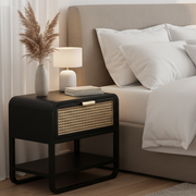 Calvion Teak Wood & Cane Weaving Bedside