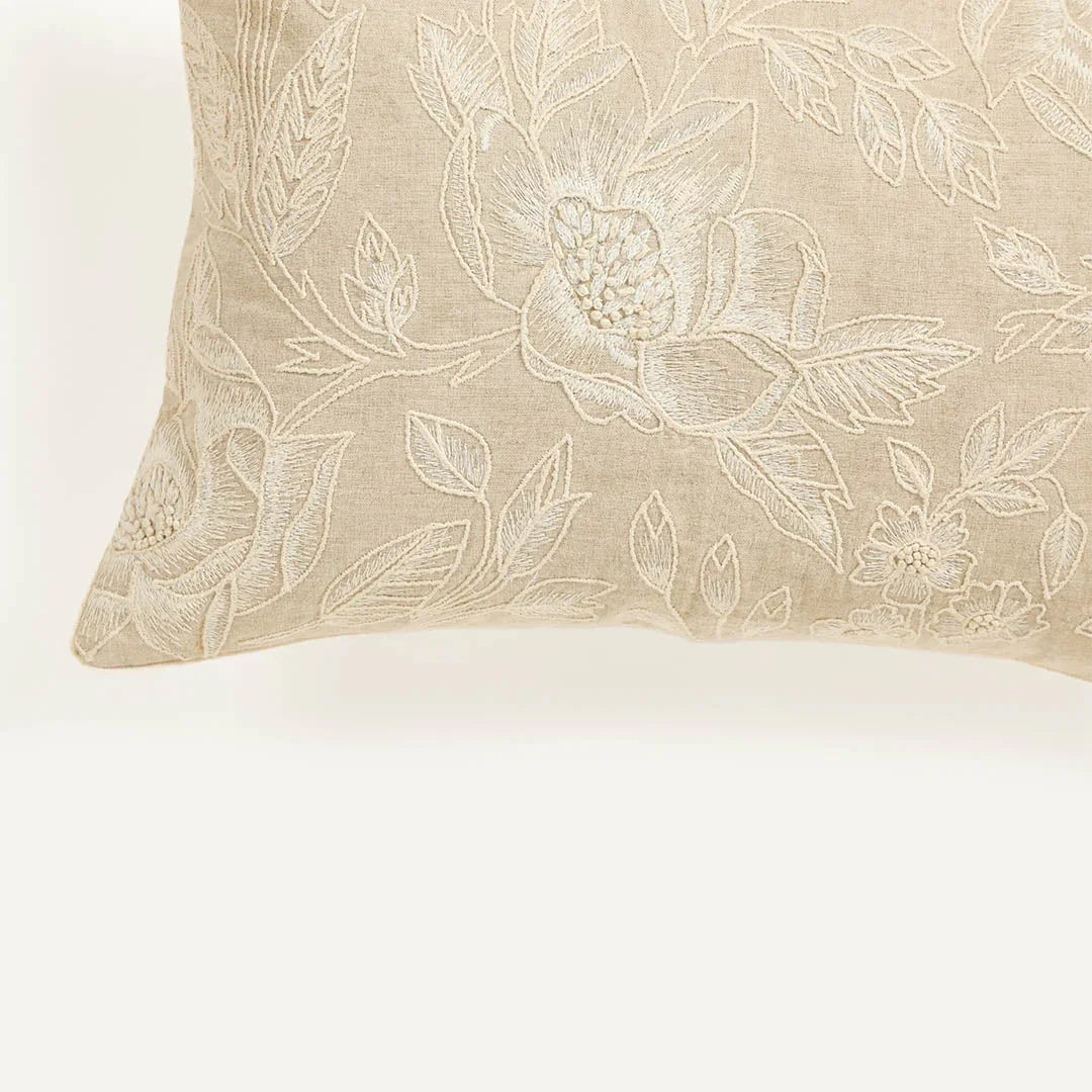 Ecru Embroidered Cushion Cover