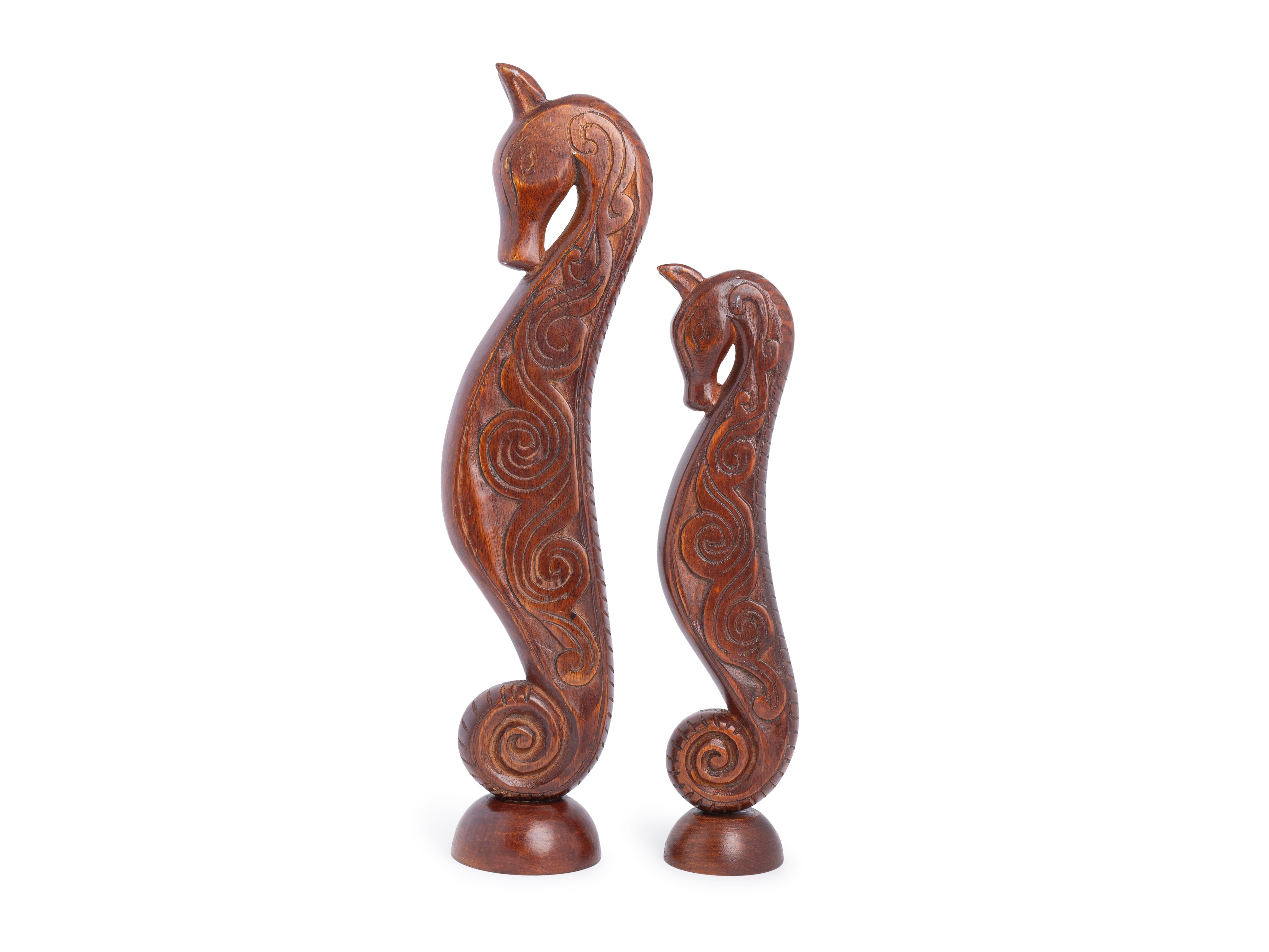 Mango Wood Seahorse Décor Pair