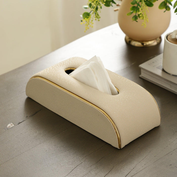 Sleek Slant Leather Napkin Box | Tissue Paper Holder