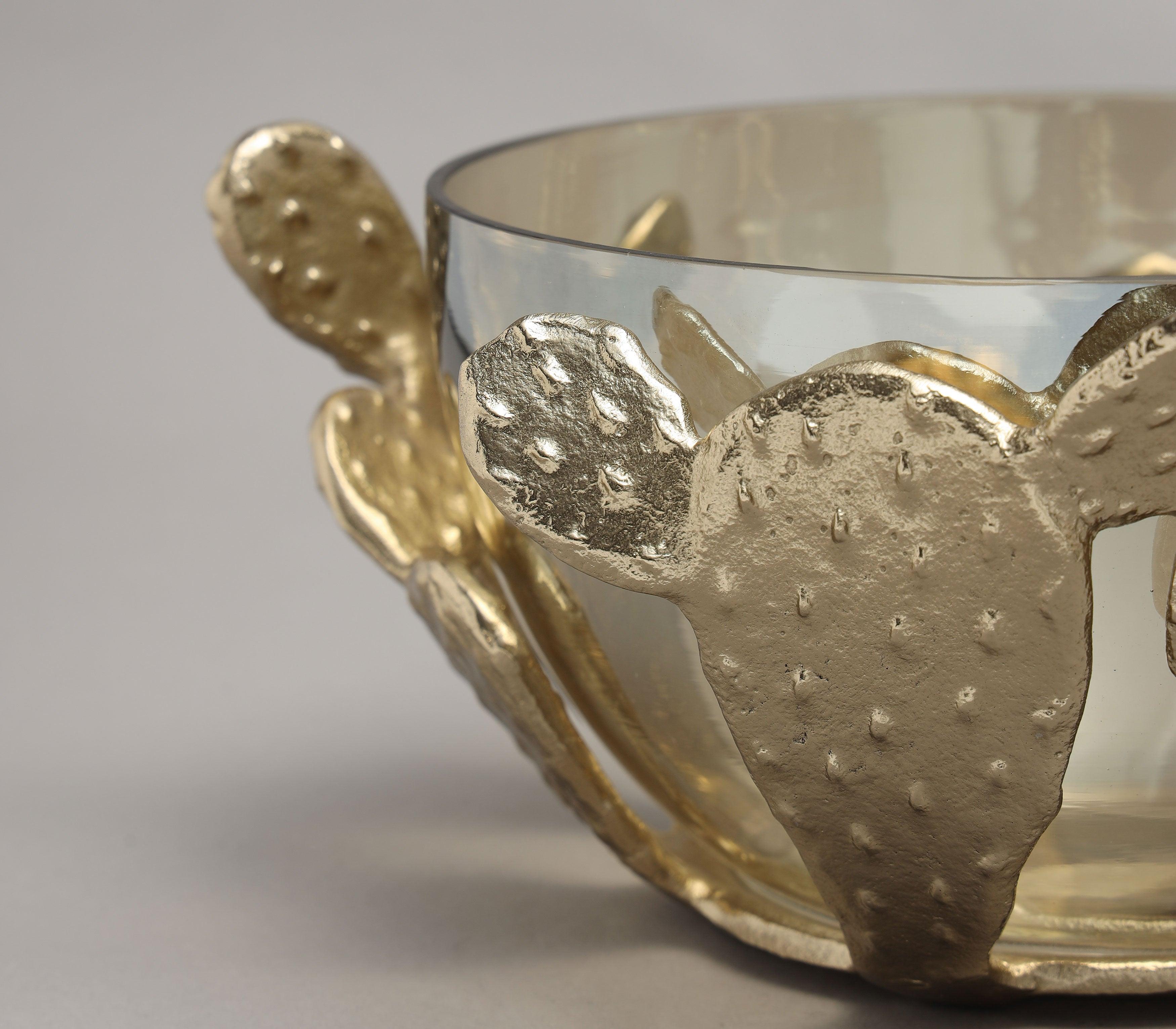 Cacti Bowl | Gold Finished  With Siege Luster Glass